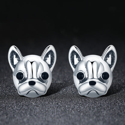 Silver Oxidized Enamel Stud Earrings