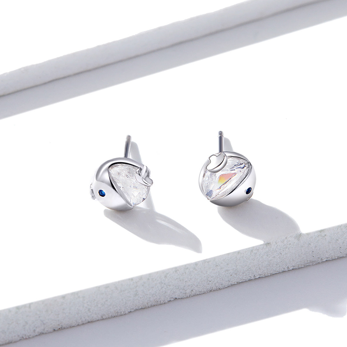 Sterling Silver Pavé Cubic Zirconia Stud Earrings