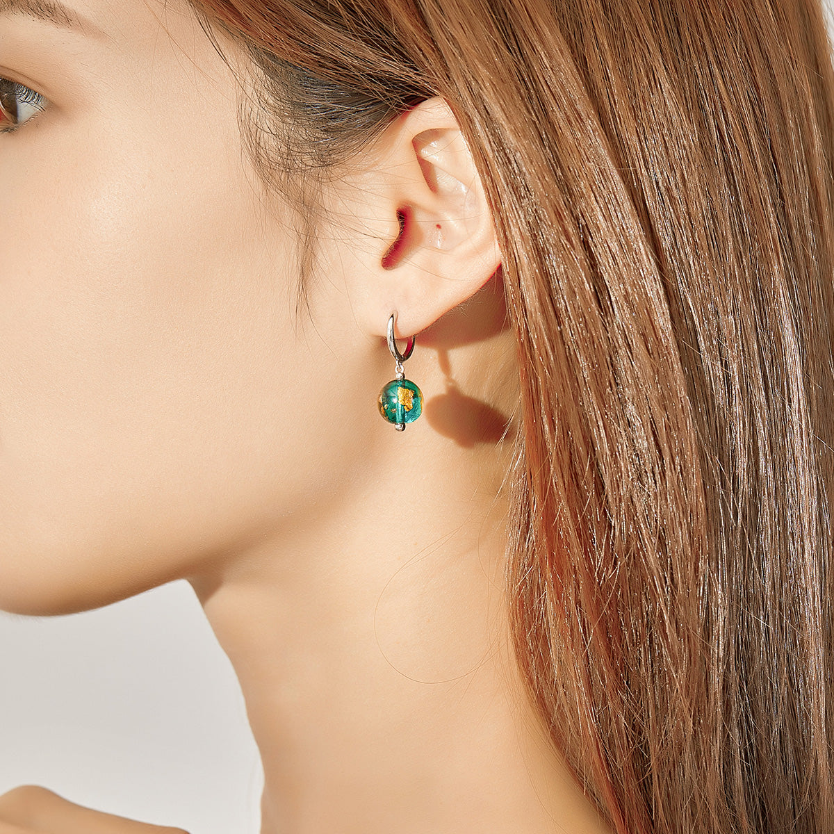 Sterling Silver Glass Bead Drop Earrings