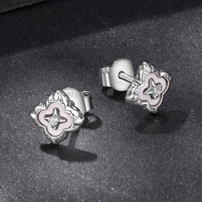Sterling Silver Moissanite Nacre Stud Earrings