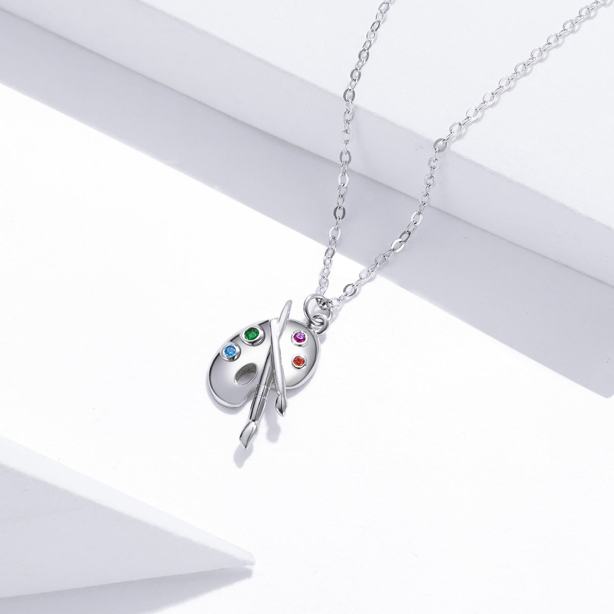 Sterling Silver Cubic Zirconia Adjustable Pendant Necklace