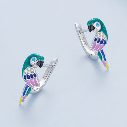 Sterling Silver Enamel CZ Pavé Earrings
