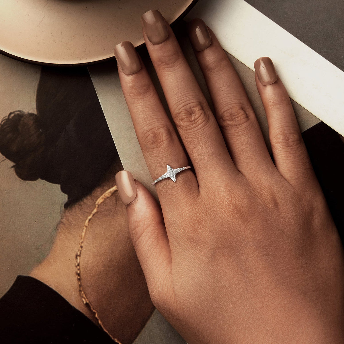 Sterling Silver White Gold Plated Pavé CZ Ring