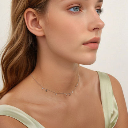 White Gold Plated Pavé CZ Sterling Silver Pendant Necklace