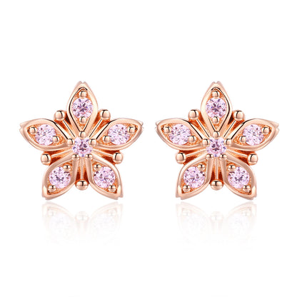 Sterling Silver Rose Gold Plated CZ Pavé Earrings