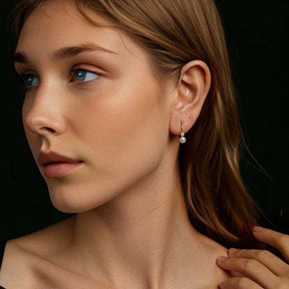 Sterling Silver Moissanite & Freshwater Pearl Drop Earrings