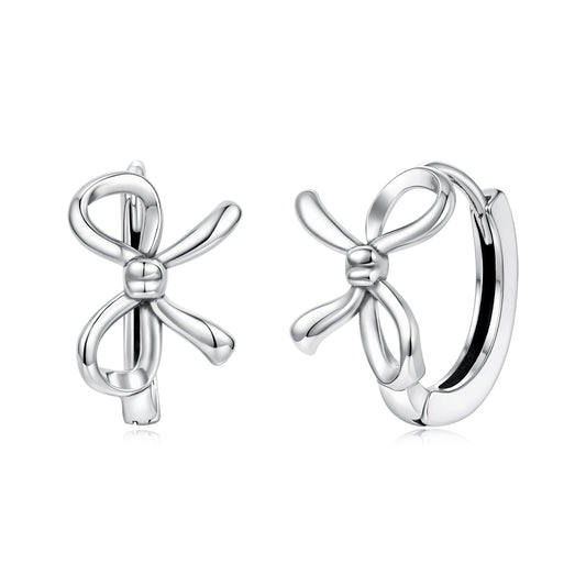 White Gold Plated Sterling Silver Hoop Earrings