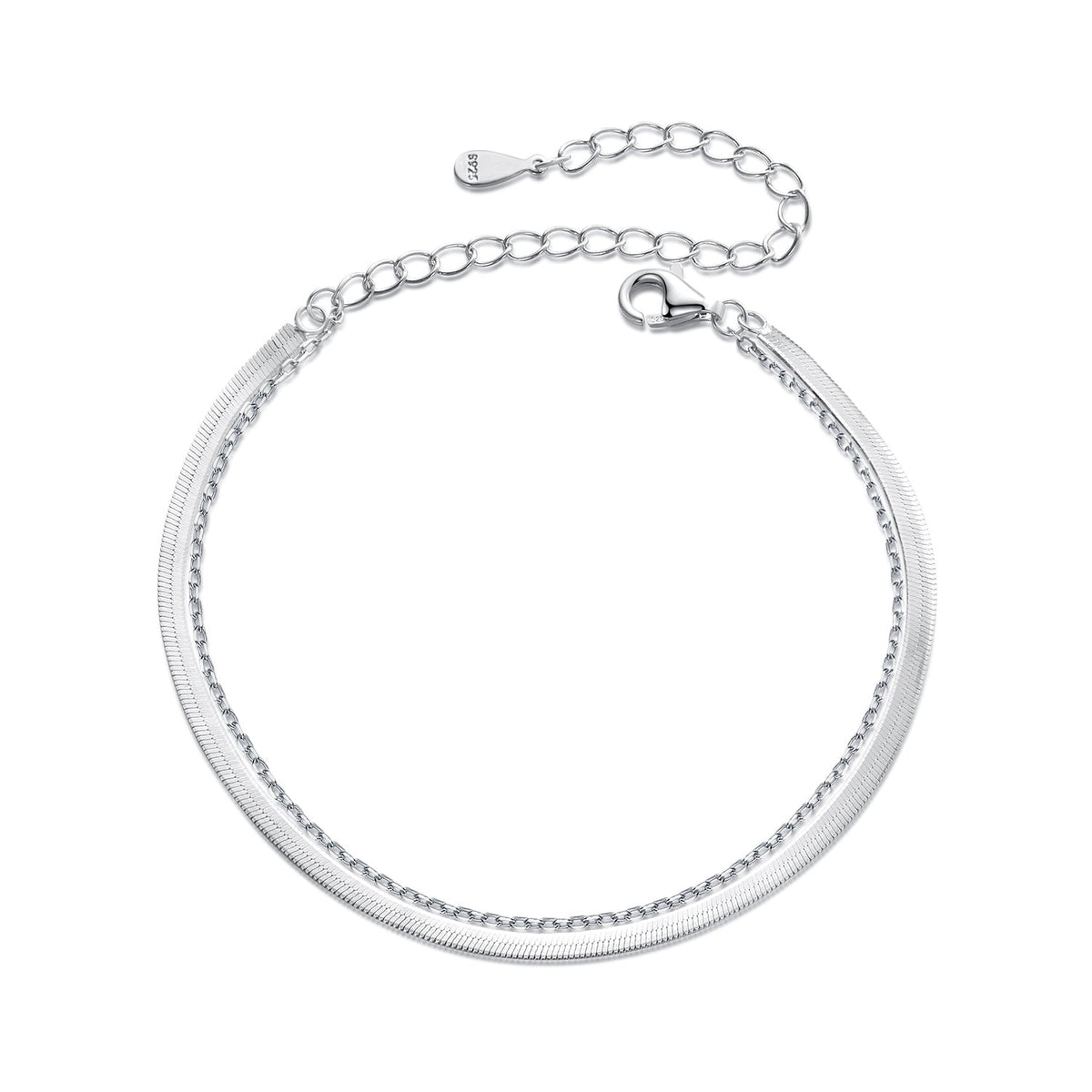 Sterling Silver White Gold Plated Bracelet