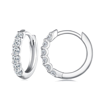 Sterling Silver Moissanite Hoop Earrings