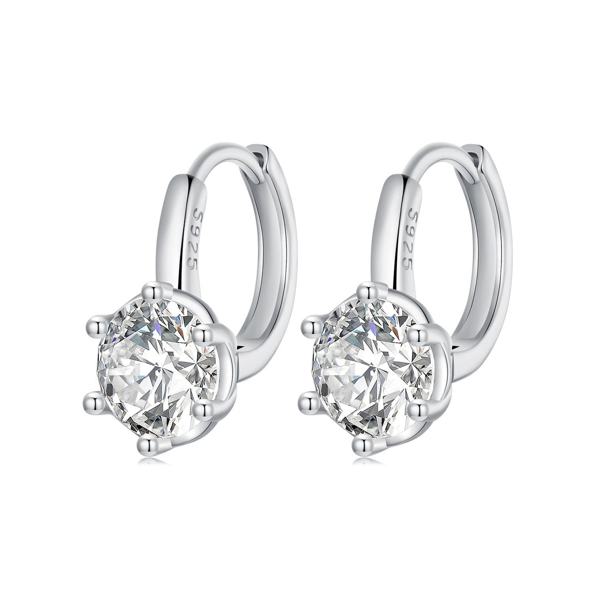 Platinum Plated Sterling Silver Cubic Zirconia Pavé Hoop Earrings