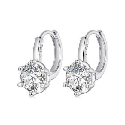 Platinum Plated Sterling Silver Cubic Zirconia Pavé Hoop Earrings