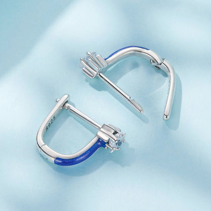 Sterling Silver Enamel Pavé CZ Earrings