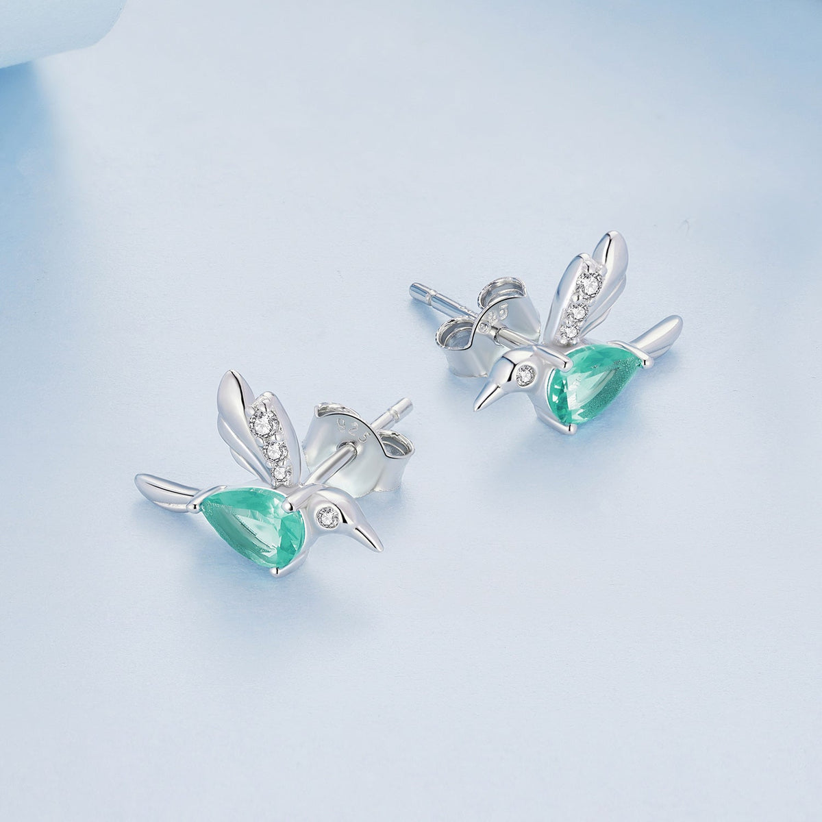 Sterling Silver Transparent Glass and CZ Pavé Earrings
