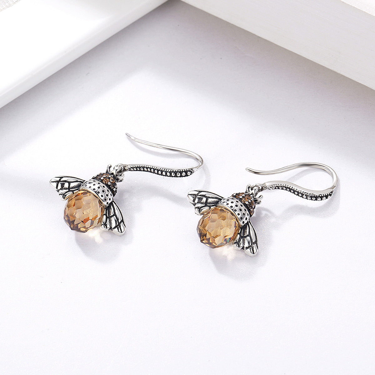 Sterling Silver Oxidized Pavé Cubic Zirconia Earrings