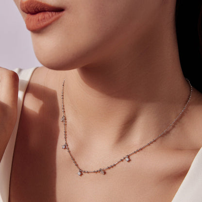 925 Sterling Silver Plated White Gold Moissanite Necklace
