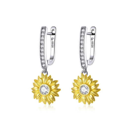 Gold Plated Pavé CZ Sterling Silver Earrings