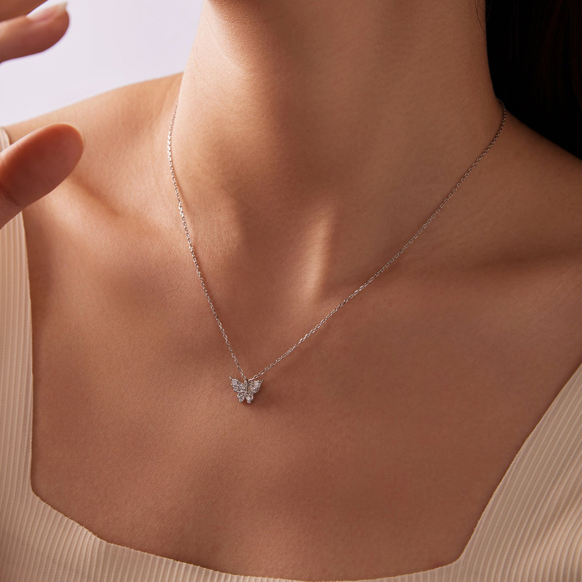 Sterling Silver Plated White Gold Moissanite Necklace