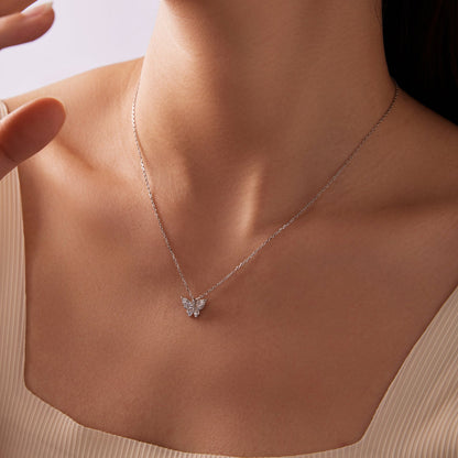 Sterling Silver Plated White Gold Moissanite Necklace
