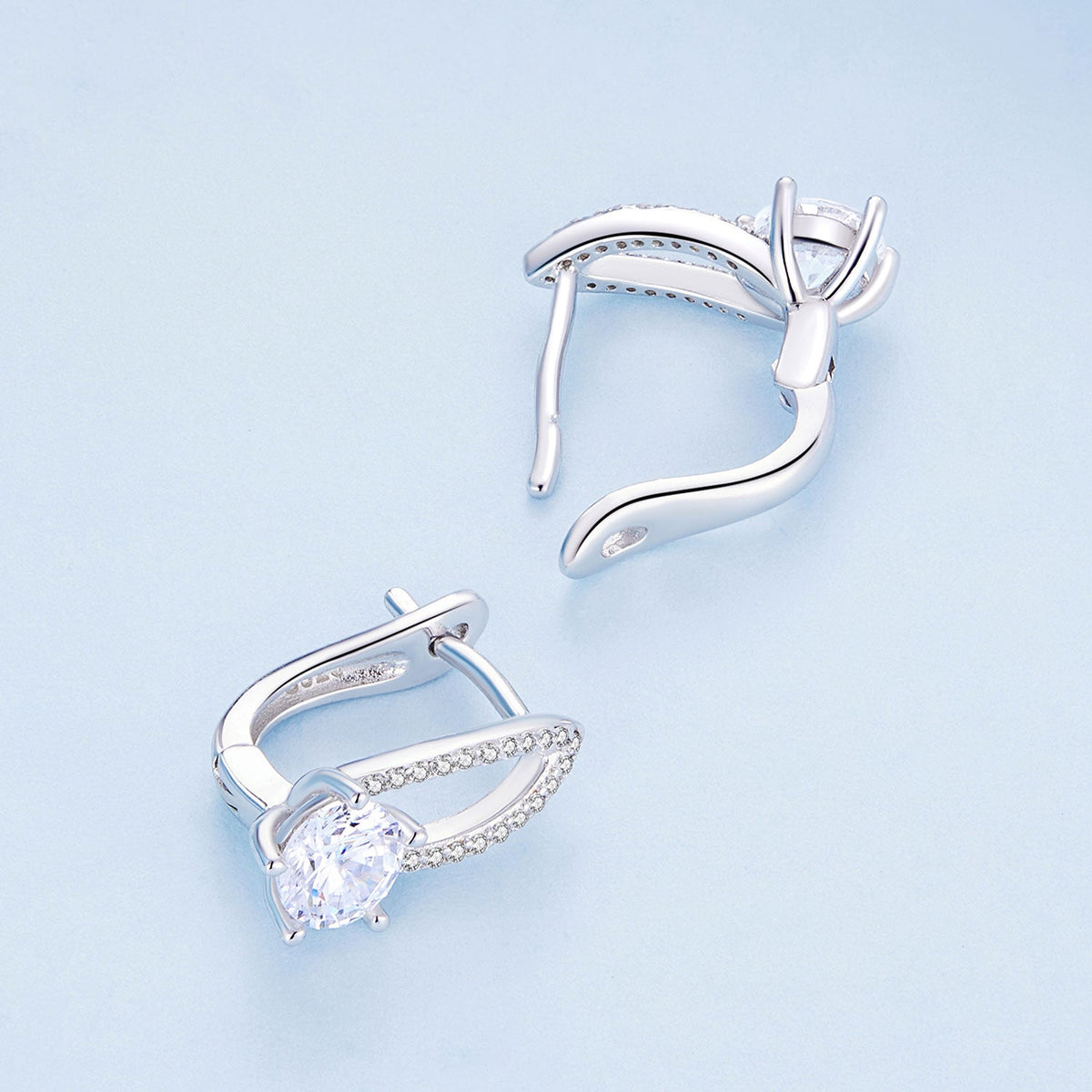 Sterling Silver CZ Pavé Earrings