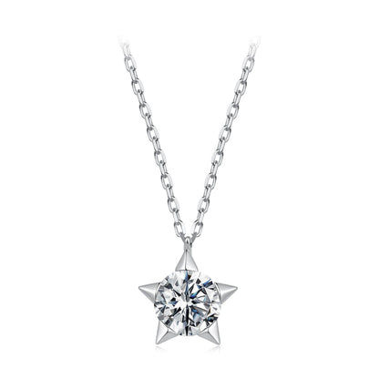 925 Sterling Silver White Gold Plated 1 Carat Moissanite 40+5cm Necklace for Women