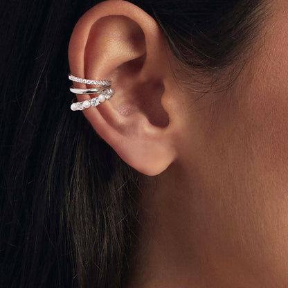 Sterling Silver Moissanite and Freshwater Pearl Drop Earrings