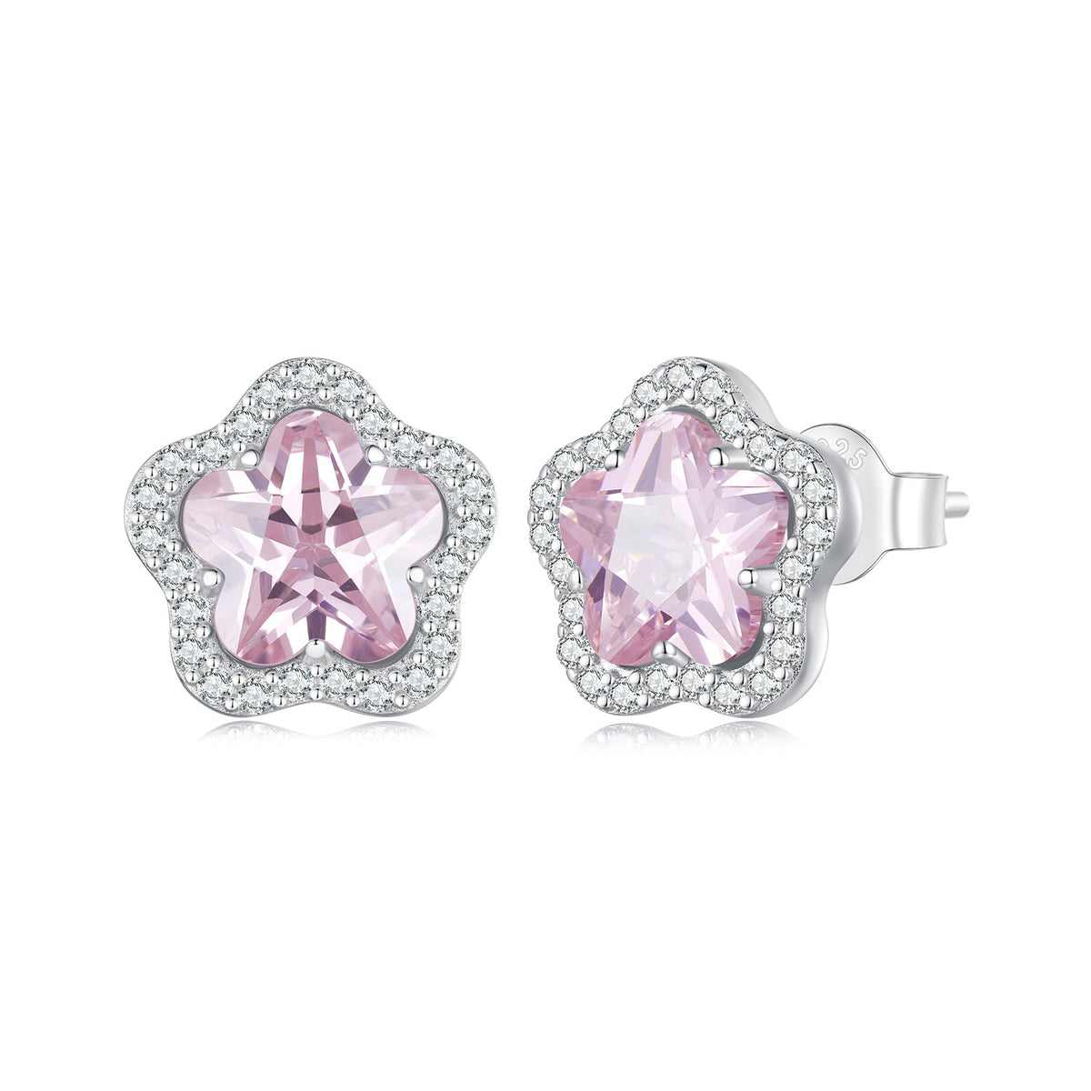 Sterling Silver Pavé CZ and Glass Earrings