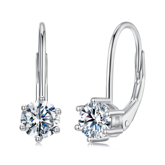 Sterling Silver Moissanite Hoop Earrings