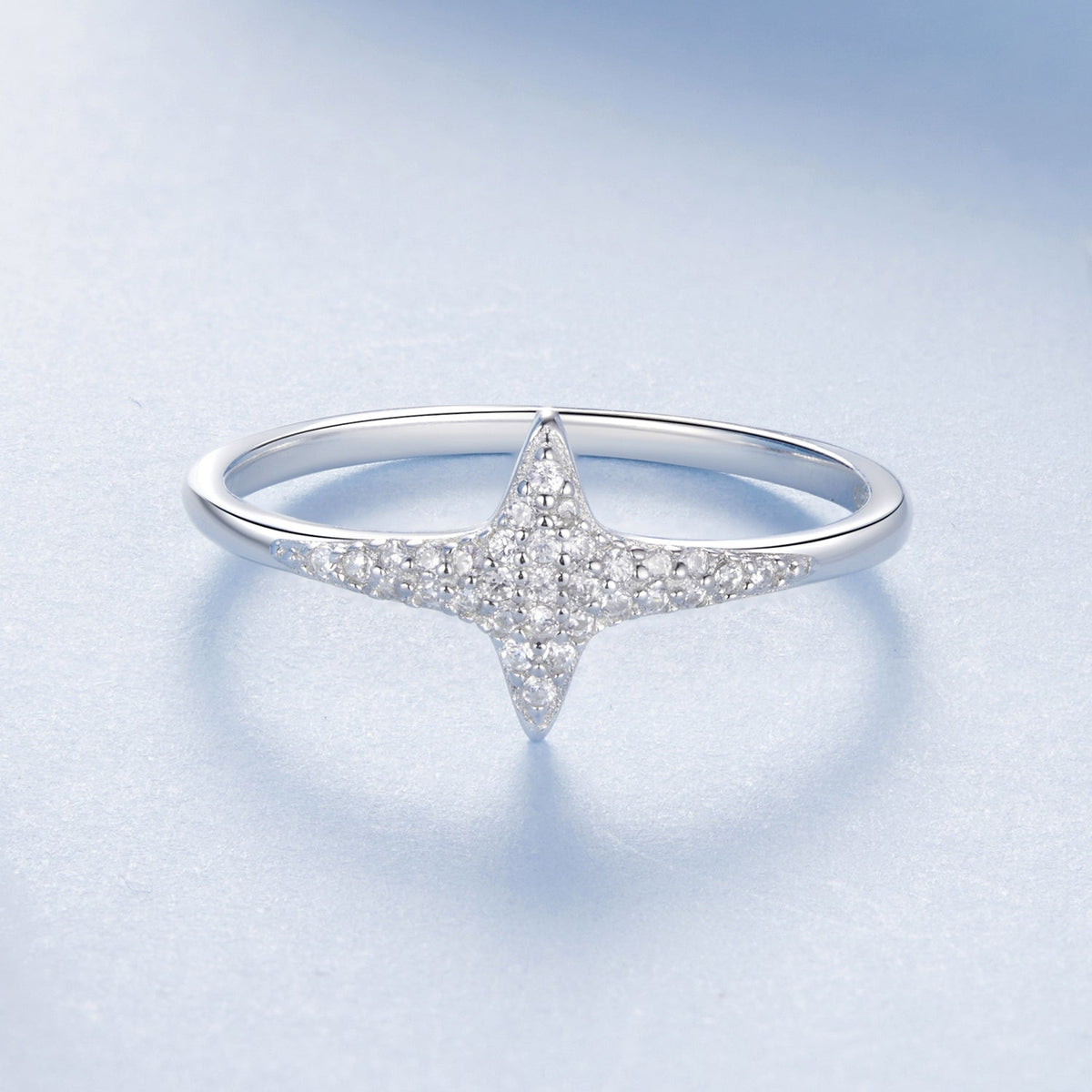 Sterling Silver White Gold Plated Pavé CZ Ring