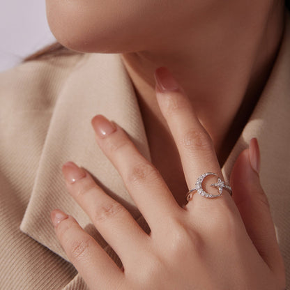 Sterling Silver Moissanite White Gold Plated Ring