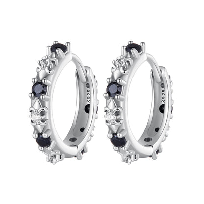 Oxidized Sterling Silver Pavé Cubic Zirconia Hoop Earrings