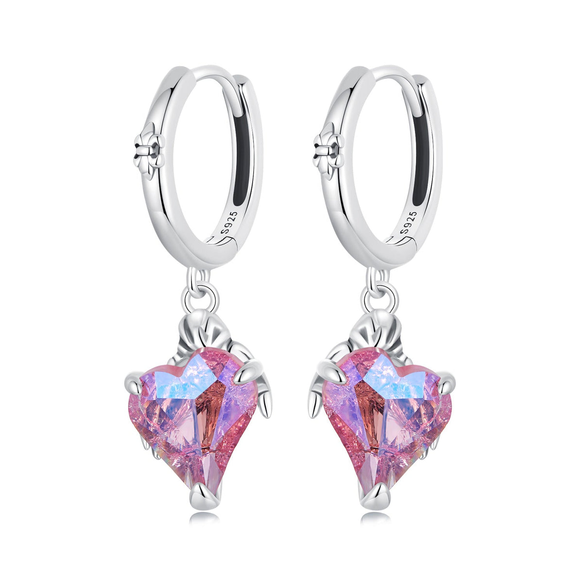 Sterling Silver Transparent Glass Drop Earrings