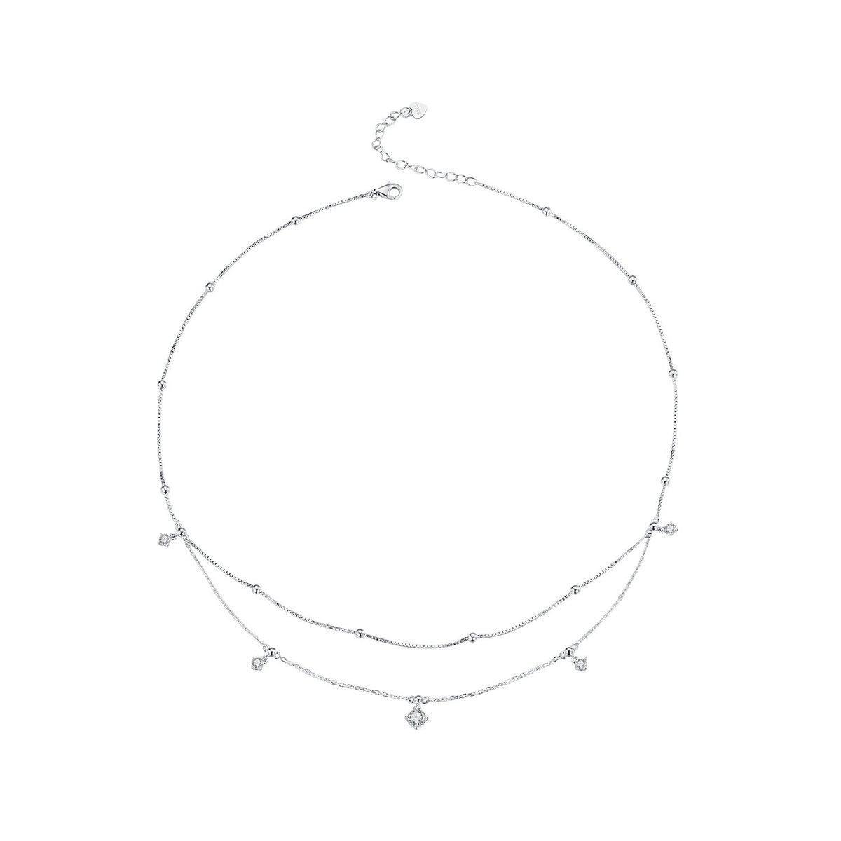 Sterling Silver White Gold Plated Moissanite Necklace