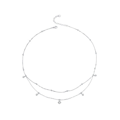Sterling Silver White Gold Plated Moissanite Necklace