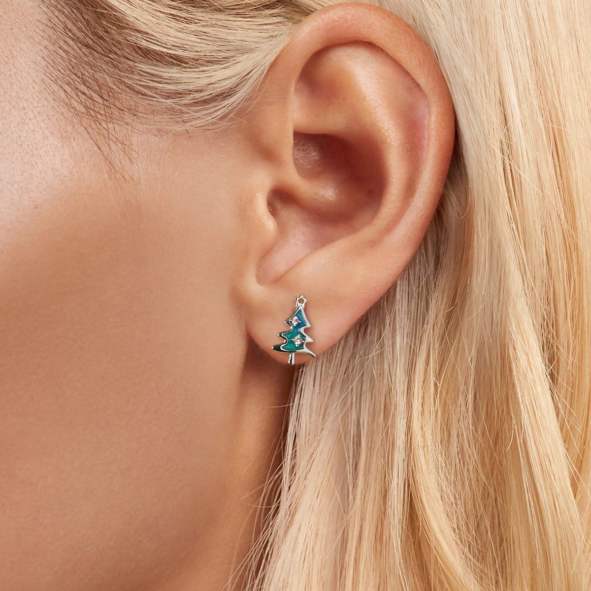 Sterling Silver Enamel Pavé CZ Earrings