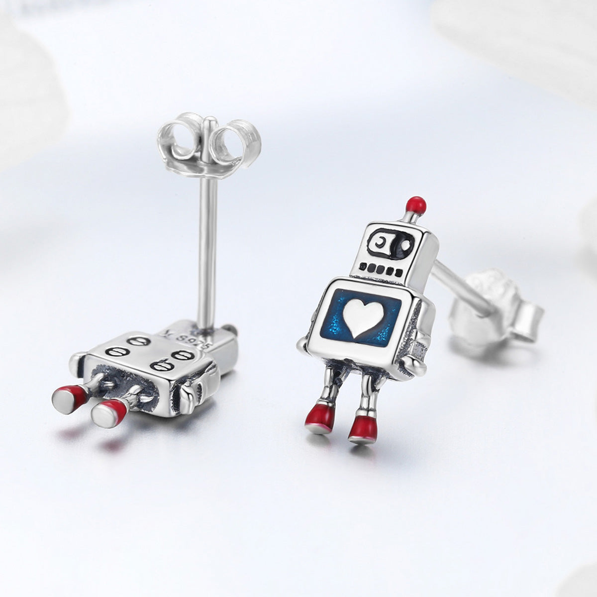 Sterling Silver Oxidized Enamel Earrings