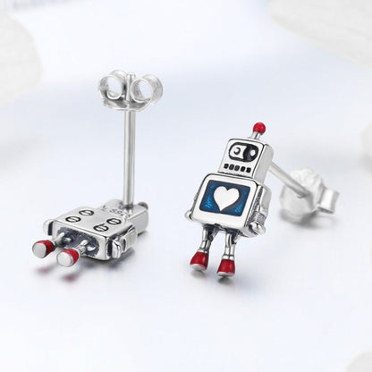Sterling Silver Oxidized Enamel Earrings