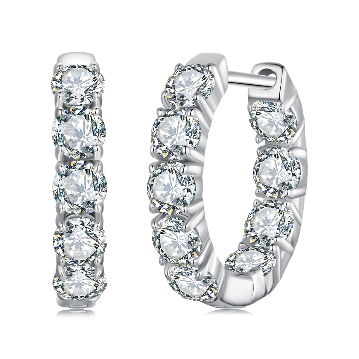 Sterling Silver Moissanite Hoop Earrings