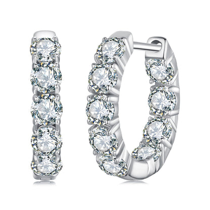 Sterling Silver Moissanite Hoop Earrings
