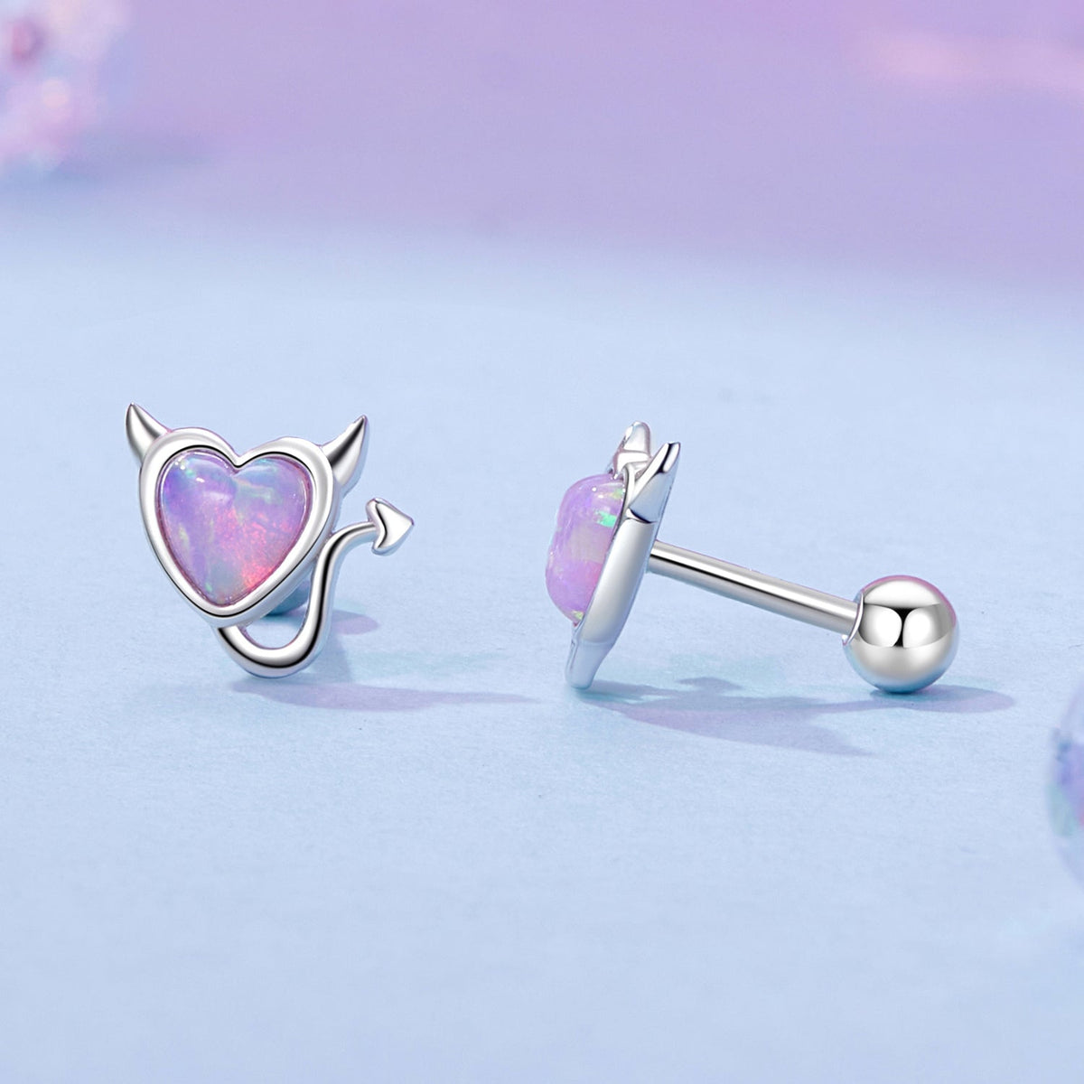 Sterling Silver White Gold Plated Opal Earrings