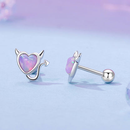 Sterling Silver White Gold Plated Opal Earrings