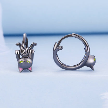 Sterling Silver Enamel Black Gold Earrings