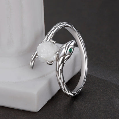 White Gold Plated Sterling Silver Cubic Zirconia & Shell Ring