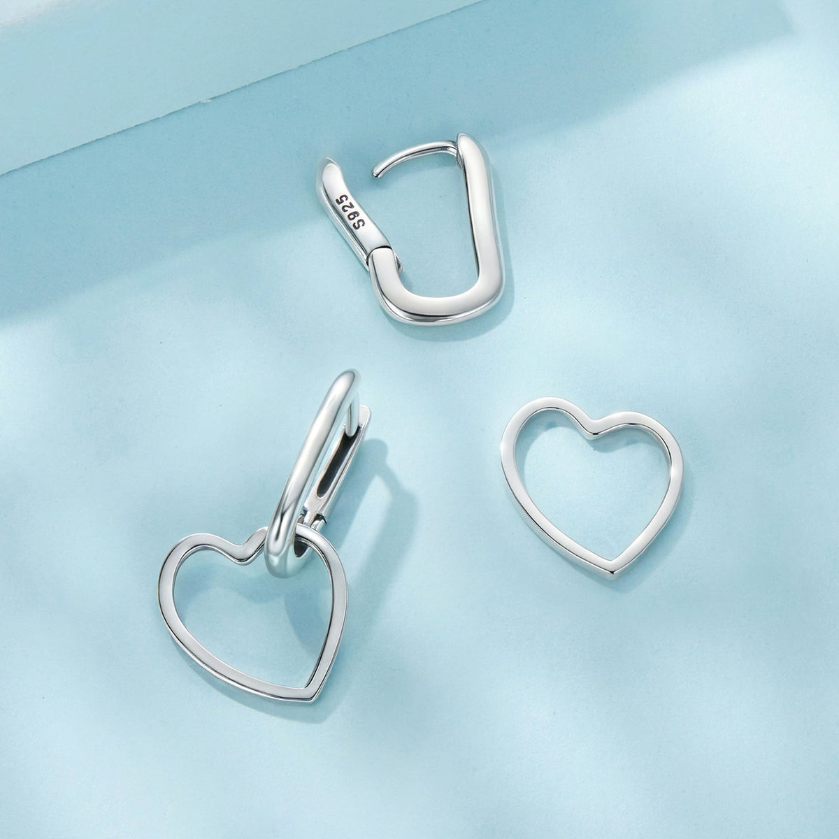 Sterling Silver Oxidized Silver Love Pendant Drop Earrings