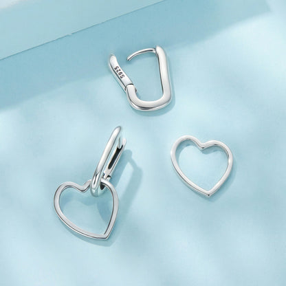 Sterling Silver Oxidized Silver Love Pendant Drop Earrings