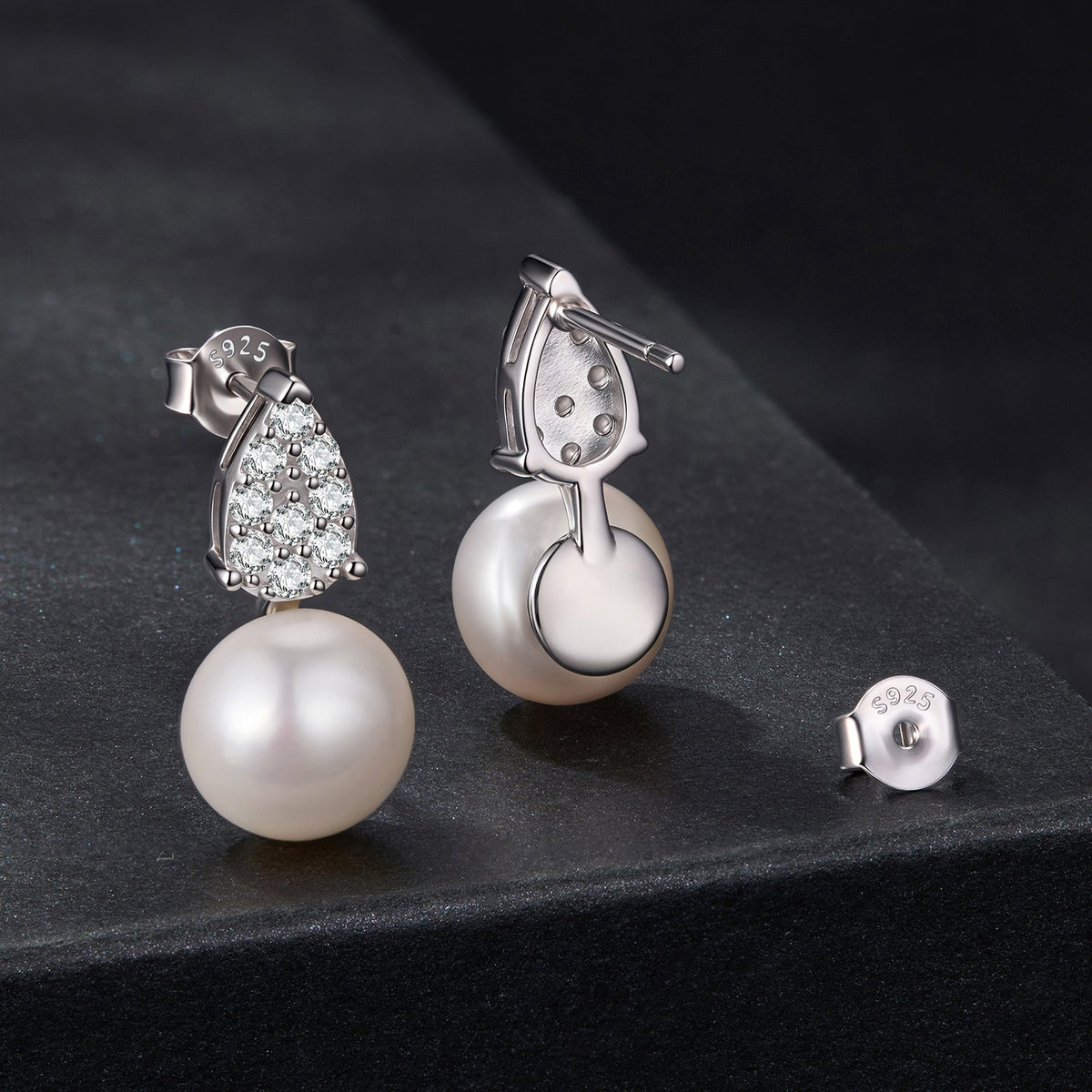 Sterling Silver Moissanite & Freshwater Pearl Earrings