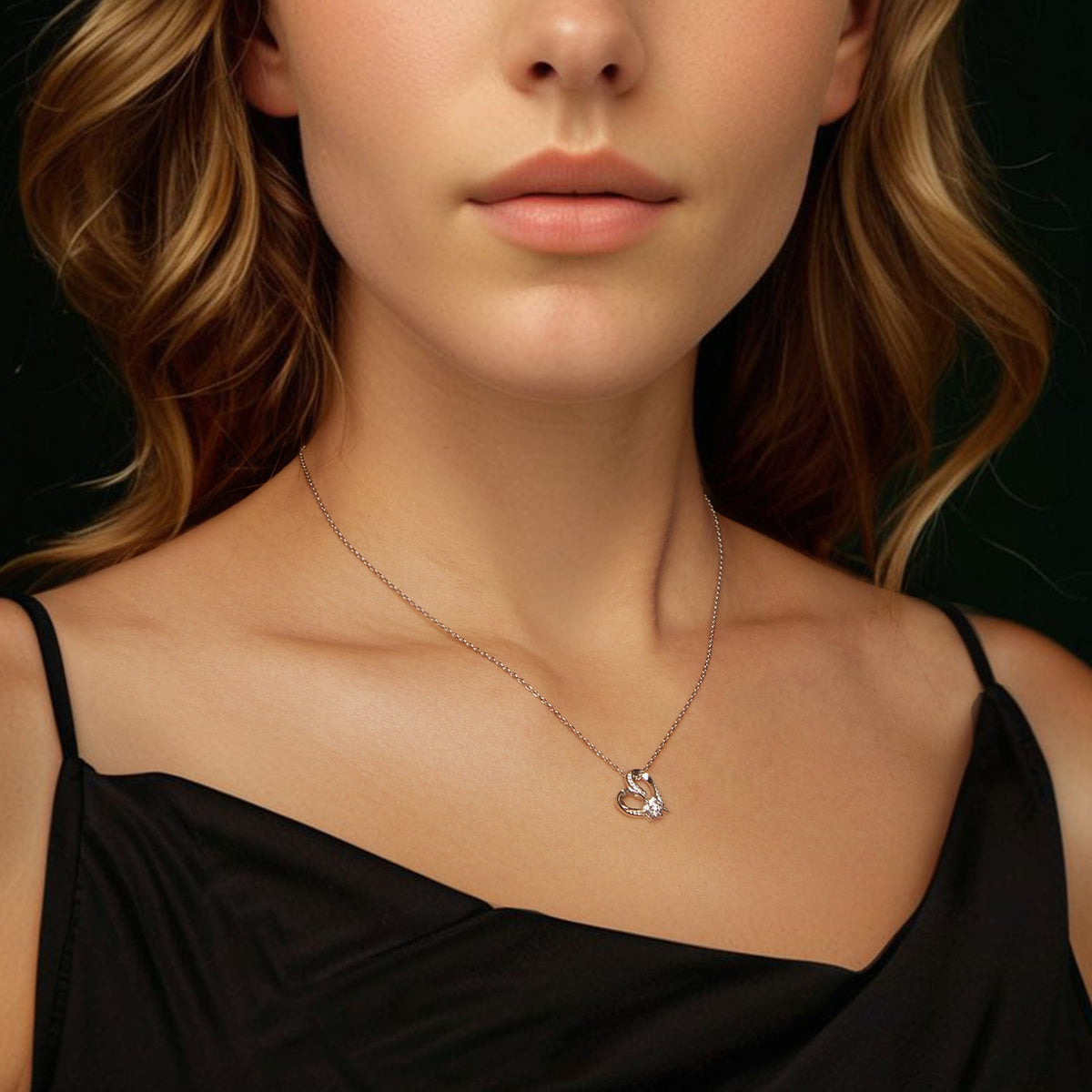 925 Sterling Silver White Gold Plated Moissanite Necklace
