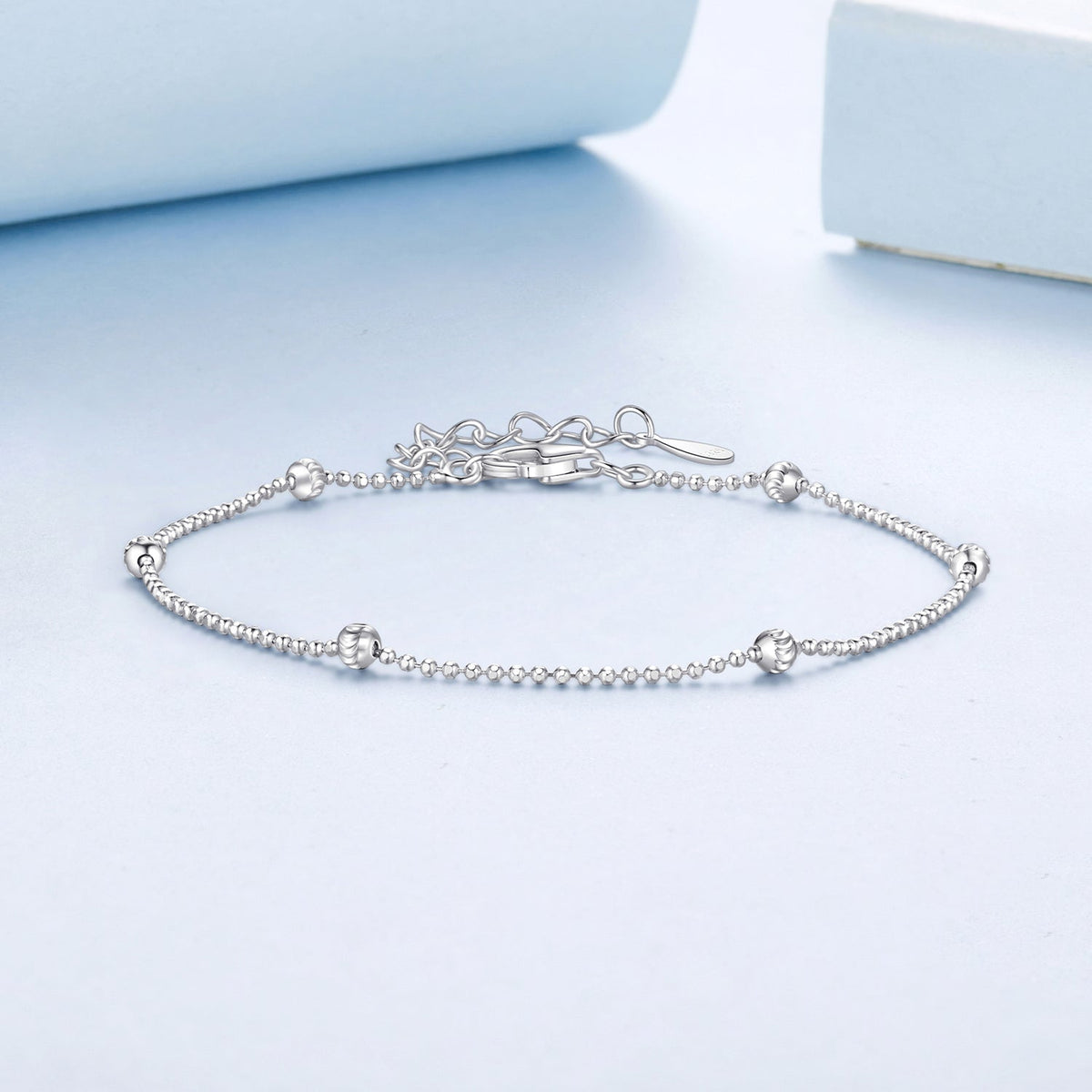Sterling Silver & White Gold Plated Adjustable Bracelet