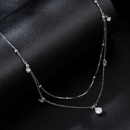 Sterling Silver White Gold Plated Moissanite Necklace