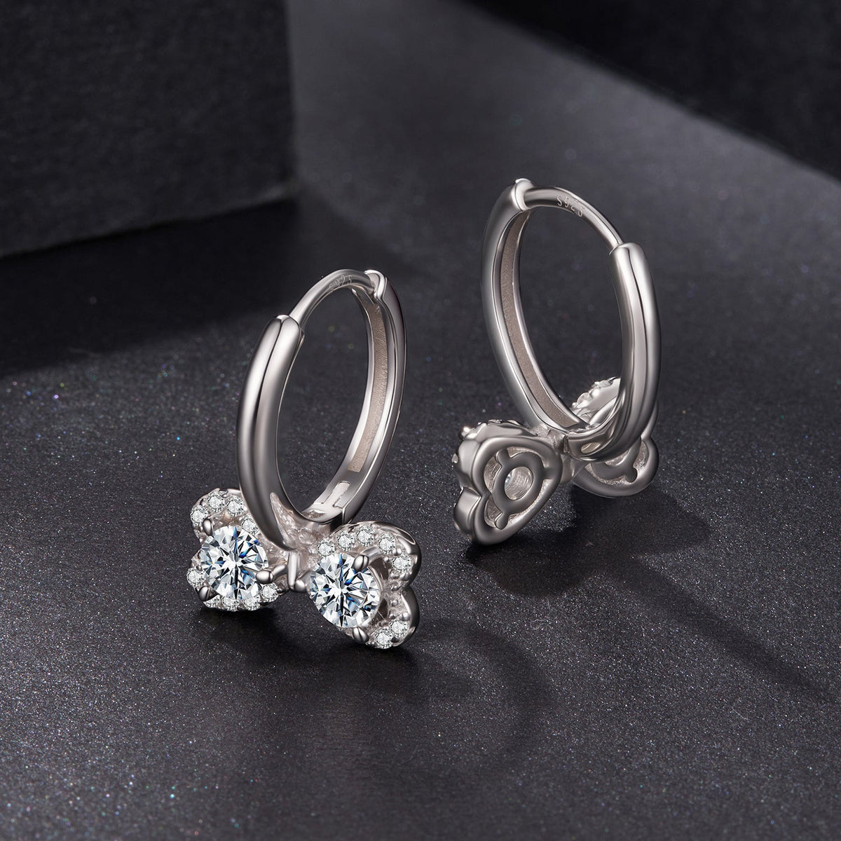 Sterling Silver Moissanite Pavé White Gold Plated Earrings