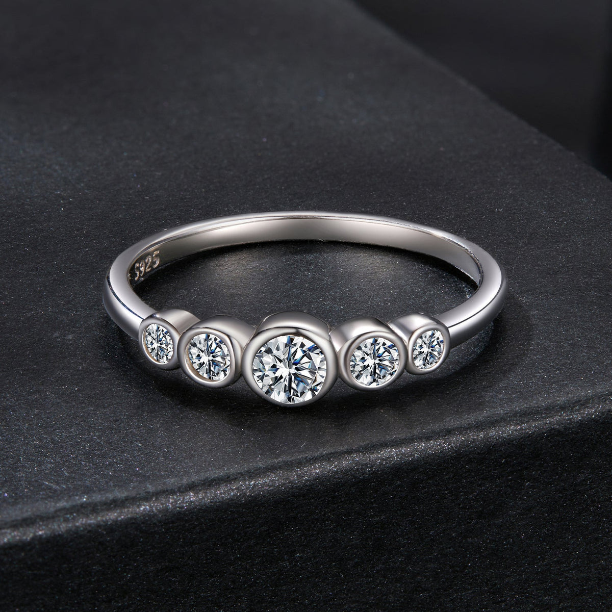 White Gold Plated 925 Sterling Silver Moissanite Ring